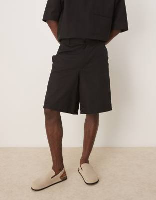 ASOS DESIGN wide leg  short co-ord in black
