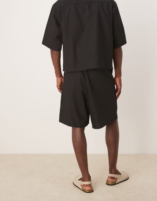 ASOS DESIGN wide leg  short co-ord in black