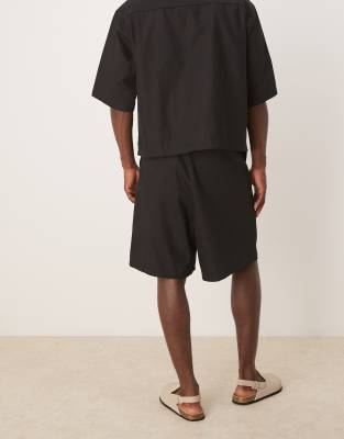 ASOS DESIGN wide leg  short co-ord in black
