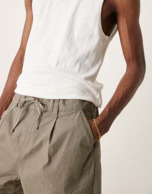 Asos Design Wide Leg Shorter Length Pleated Shorts With Drawstring
