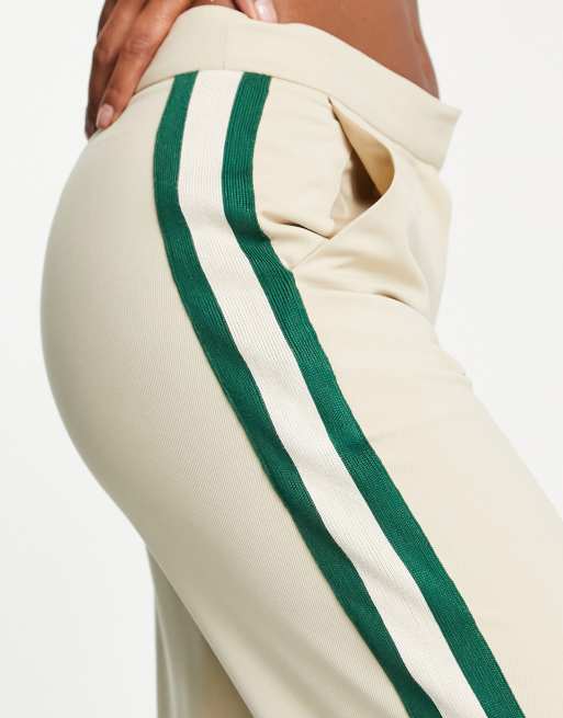 ASOS DESIGN wide leg pants in cream and black stripe