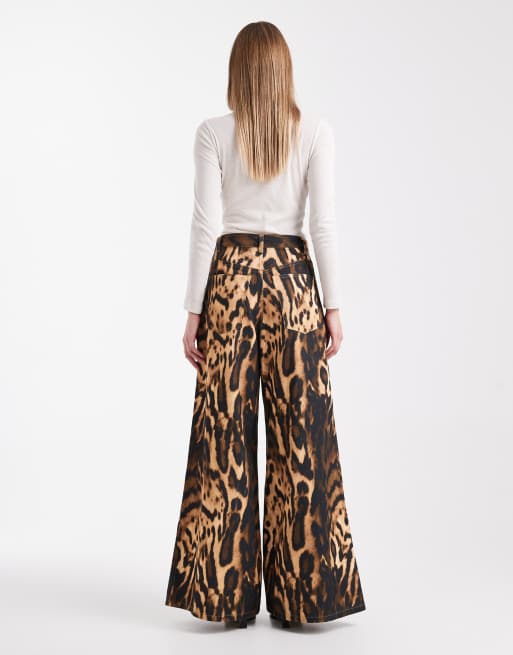 ASOS DESIGN wide leg slouchy dad jeans in animal print, 2 of 5