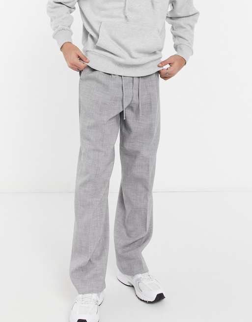 ASOS DESIGN wide leg smart jogger in grey cross hatch
