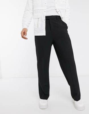asos black wide leg trousers
