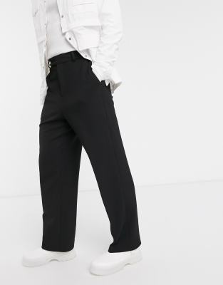 asos black wide leg trousers