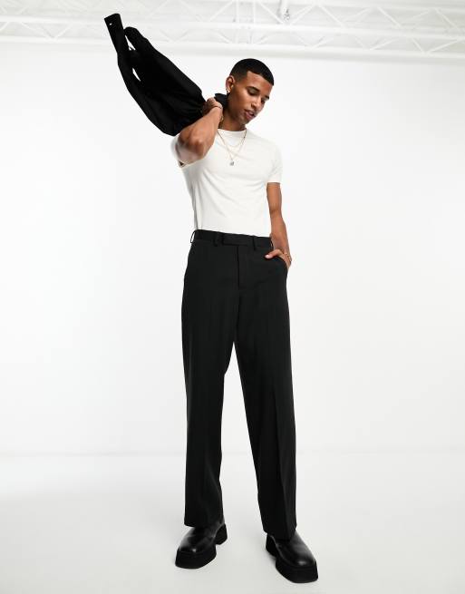 ASOS DESIGN wide leg smart pants in black, 3 of 4