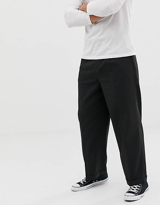 ASOS DESIGN wide leg smart pants in black | ASOS