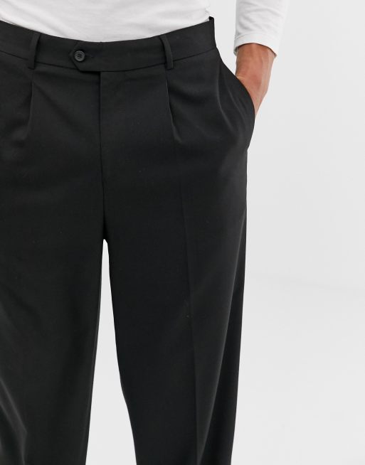 ASOS DESIGN wide leg smart pants in black