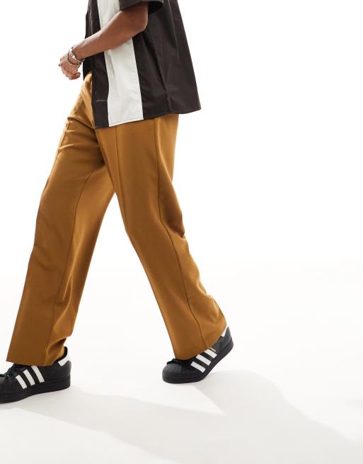 ASOS DESIGN wide leg smart pants in brown