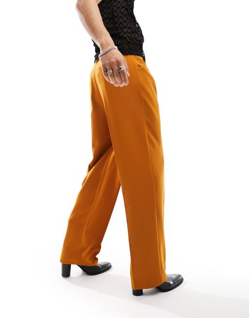 ASOS DESIGN wide leg smart pants in burnt orange