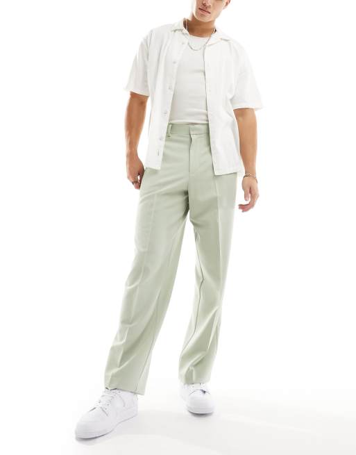ASOS DESIGN wide leg smart pants in sage