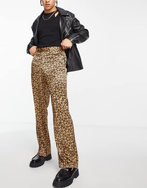 ASOS DESIGN wide leg smart pants with geo print