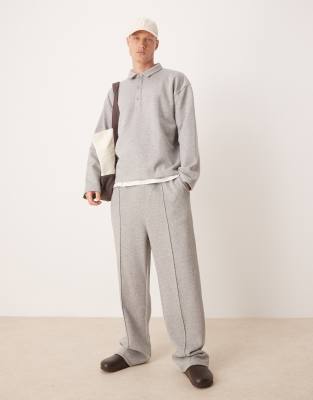 Asos Design Wide Leg Smart Sweatpants In Gray