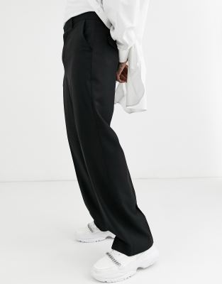 mens wide leg wool trousers