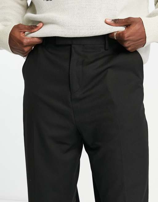 ASOS DESIGN wide leg smart trousers in black, 3 of 4