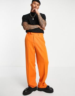 ASOS DESIGN wide leg smart trousers in burnt orange