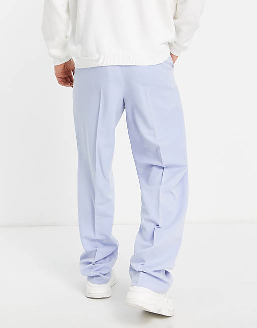  wide leg smart trousers with drawcord in blue 
