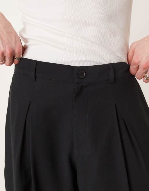 ASOS DESIGN wide leg smart pants with front pleat in black