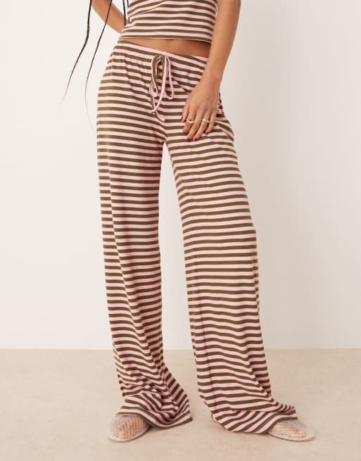ASOS DESIGN wide leg striped pants in green and pink stripe - part of a set