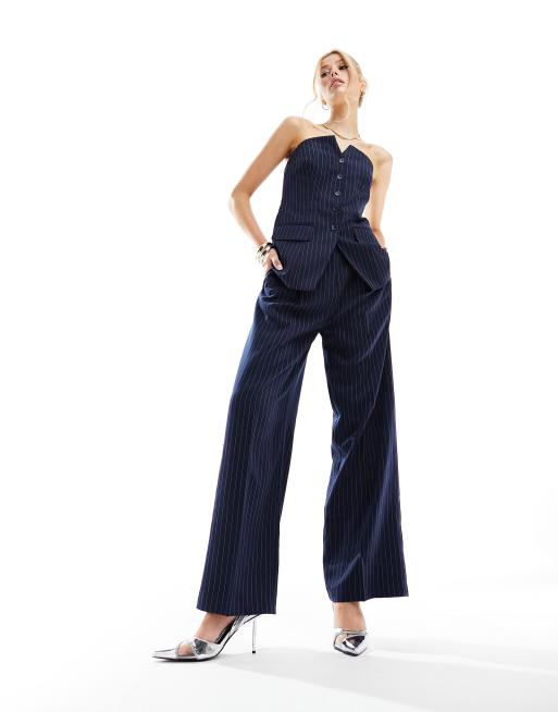 Navy striped palazzo store pants