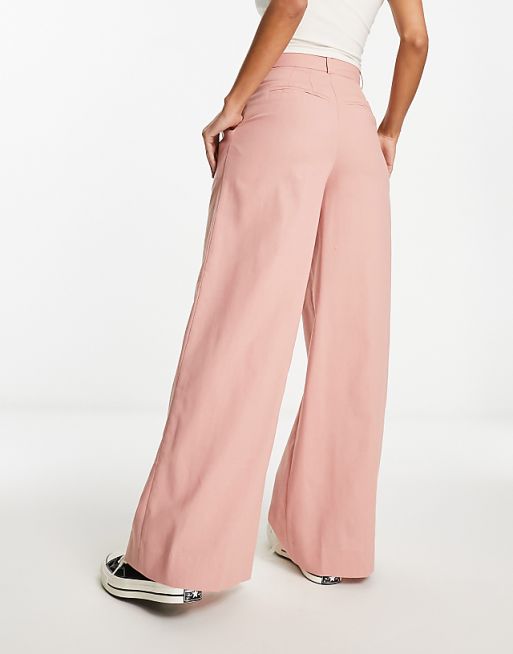 ASOS DESIGN wide leg suit pant with linen in dusty pink | ASOS ASOS DESIGN wide leg suit pant with linen in dusty pink | ASOS
