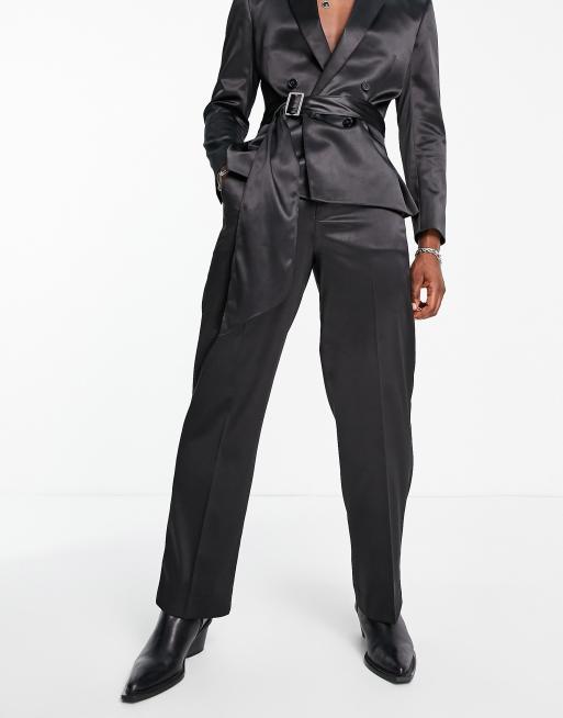 Black satin hotsell suit womens