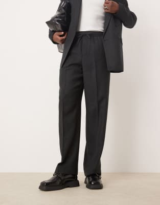 Asos Design Wide Leg Suit Pants In Black
