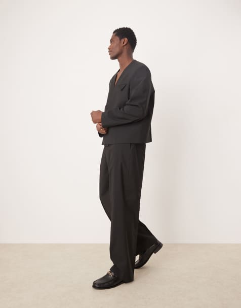 ASOS DESIGN wide leg suit pants in black - view 1