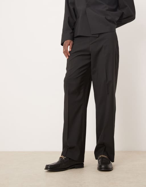 ASOS DESIGN wide leg suit pants in black
