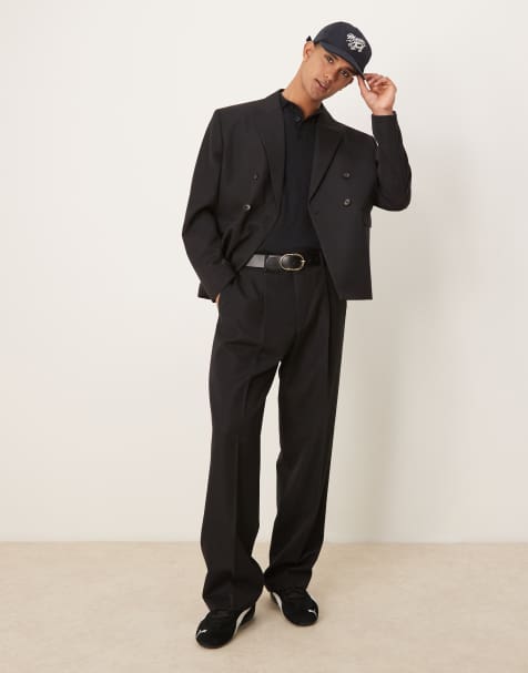 ASOS DESIGN wide leg suit pants in black - view 1