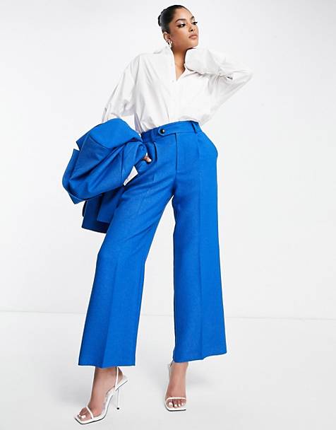 Linen culottes in blue check Asos Women Clothing Pants Leggings 