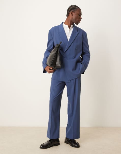 ASOS DESIGN wide leg suit pants in blue - view 1