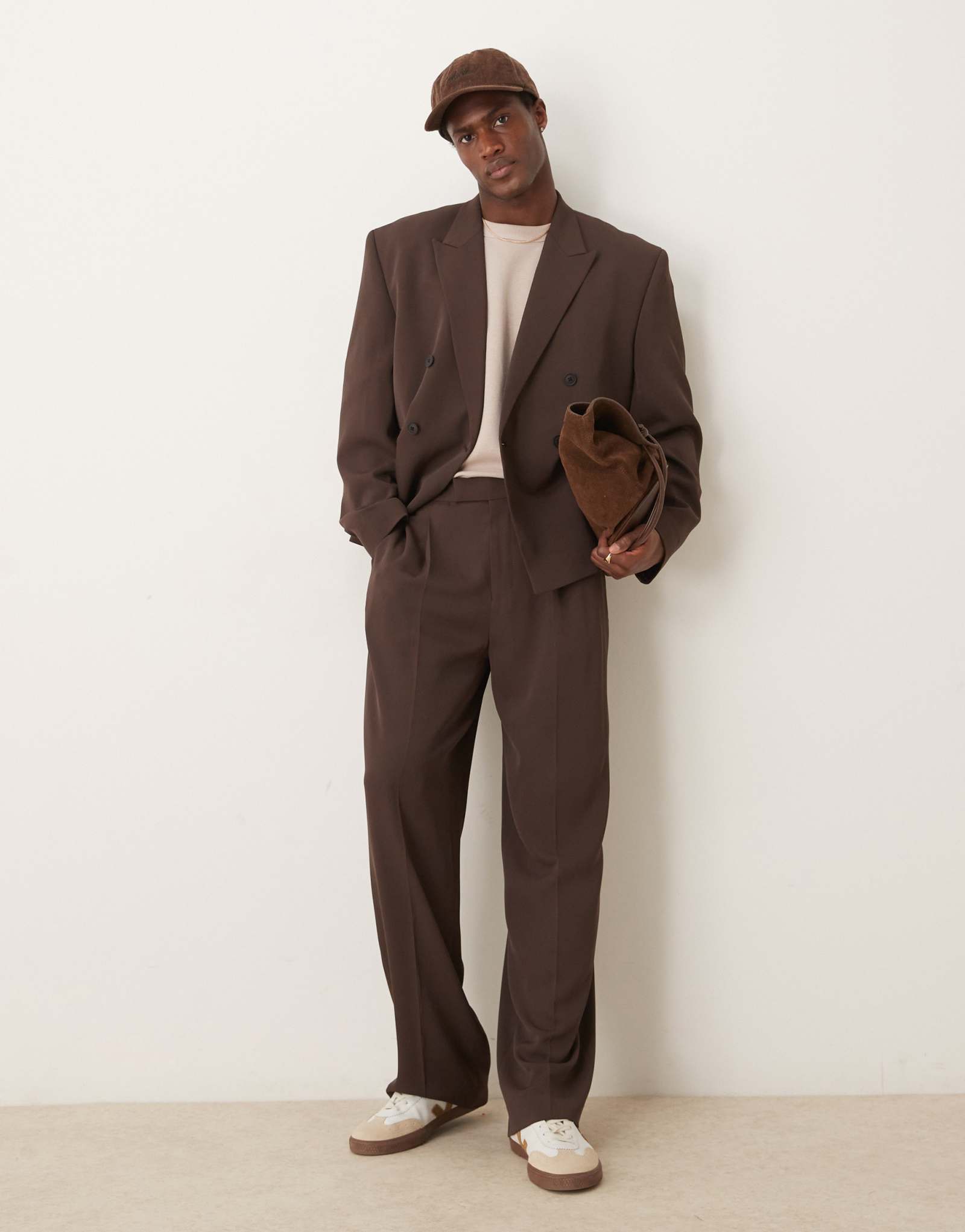 Широкие костюмные брюки ASOS DESIGN коричневого цвета