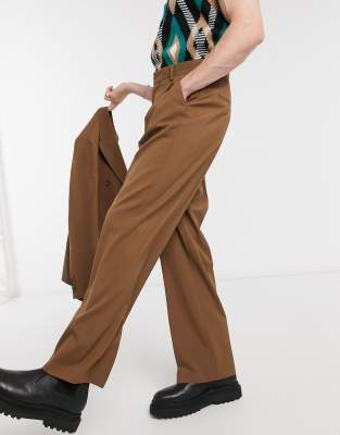 brown wide leg dress pants