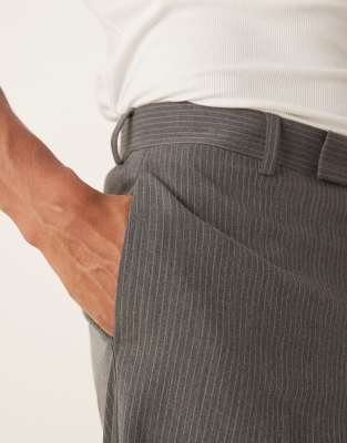 Asos Design Wide Leg Suit Pants In Gray