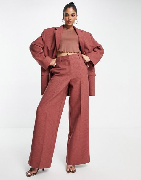 adidas Originals resort wide leg pants in off white with red binding detail