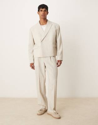 Asos Design Wide Leg Suit Pants In Neutral