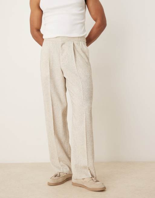 ASOS DESIGN wide leg suit pants in cream