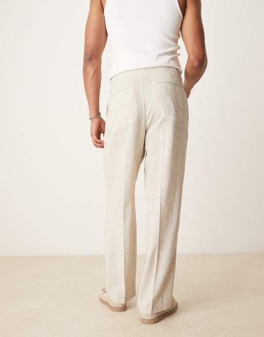 ASOS DESIGN wide leg suit pants in cream