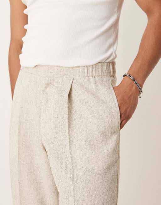 ASOS DESIGN wide leg suit pants in cream
