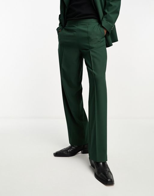 ASOS DESIGN Tall wide leg pants in dark green