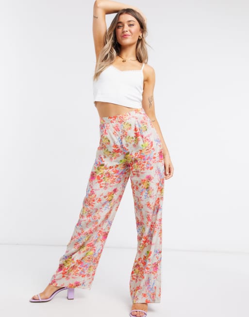 ASOS DESIGN wide leg suit pants in floral ASOS