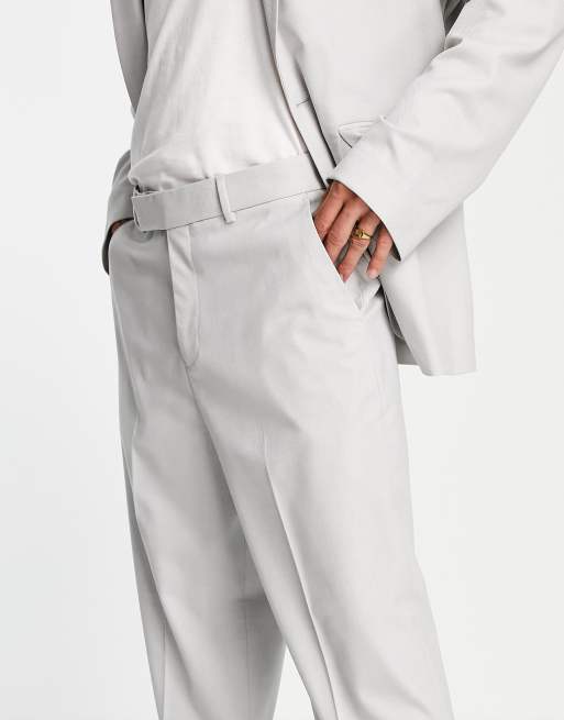 ASOS DESIGN wide leg suit pants in gray micro texture | ASOS