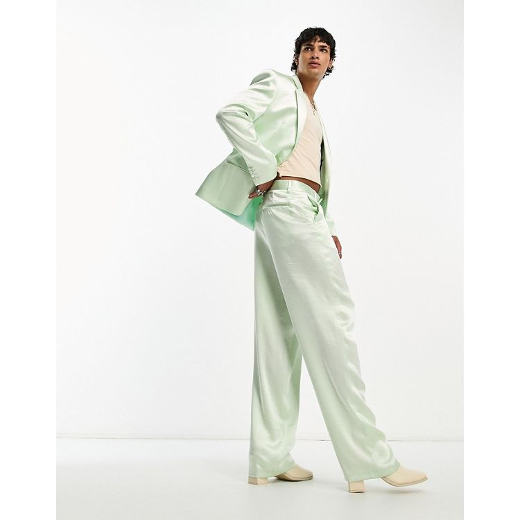 ASOS DESIGN flare suit trousers in pale green