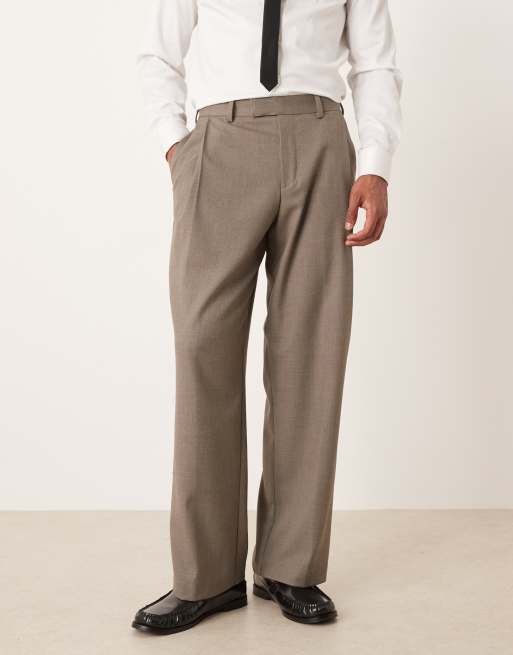 ASOS DESIGN wide leg suit pants in green twill, 2 of 5