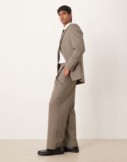 ASOS DESIGN wide leg suit pants in green twill, 3 of 5