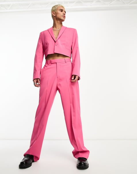 ASOS DESIGN wide leg suit pants in hot pink - view 1