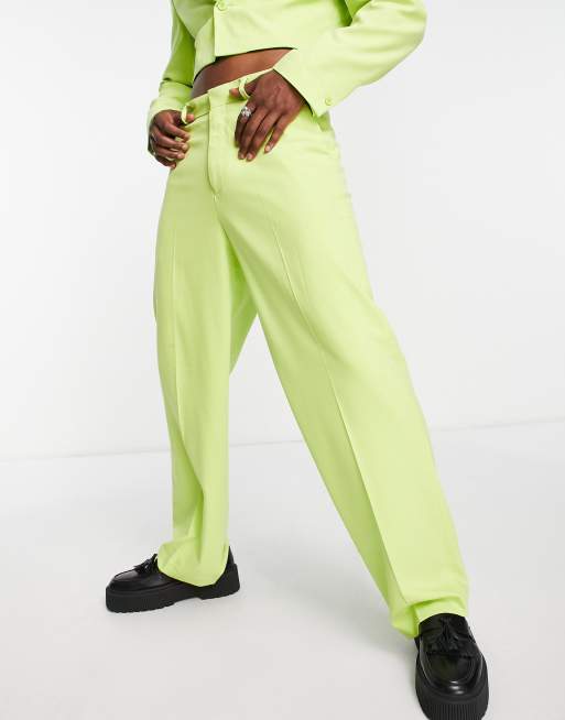 ASOS DESIGN flare suit trousers in pale green