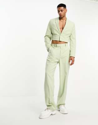 ASOS DESIGN wide leg pants in sage