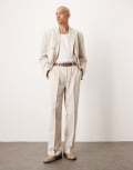 [ASOS DESIGN] ASOS DESIGN wide leg suit pants in pebble-Grey W32 L30 Pebble